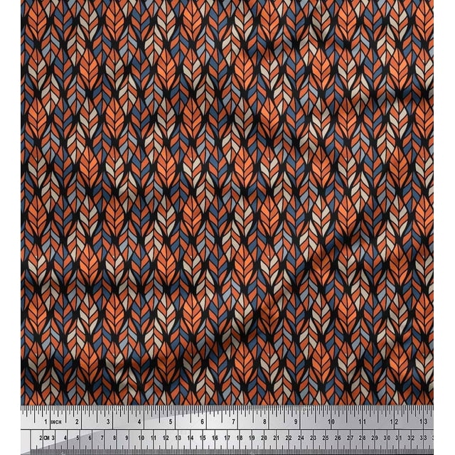 Soimoi Rayon Fabric Leaves Small Fabric Prints by Yard 56 Inch Wide