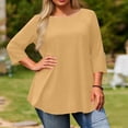 thumbnail image 2 of Hauts Grande Taille pour Femmes Manches 3/4 Col Rond Coupe Ample T-Shirt Décontracté, 2 of 7