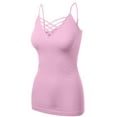 thumbnail image 2 of Women's Lattice Triple Criss-Cross Seamless Cami Long Ttank tops., 2 of 4