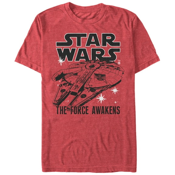 Men's Star Wars The Force Awakens Millennium Falcon Outline  Graphic Tee Red Heather Large