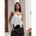 thumbnail image 6 of LMLYSoH Womens Lace Babydoll Tank Tops Stylish Solid Mesh Loose Hem V Neck Spaghetti Strap Camisoles, 6 of 9