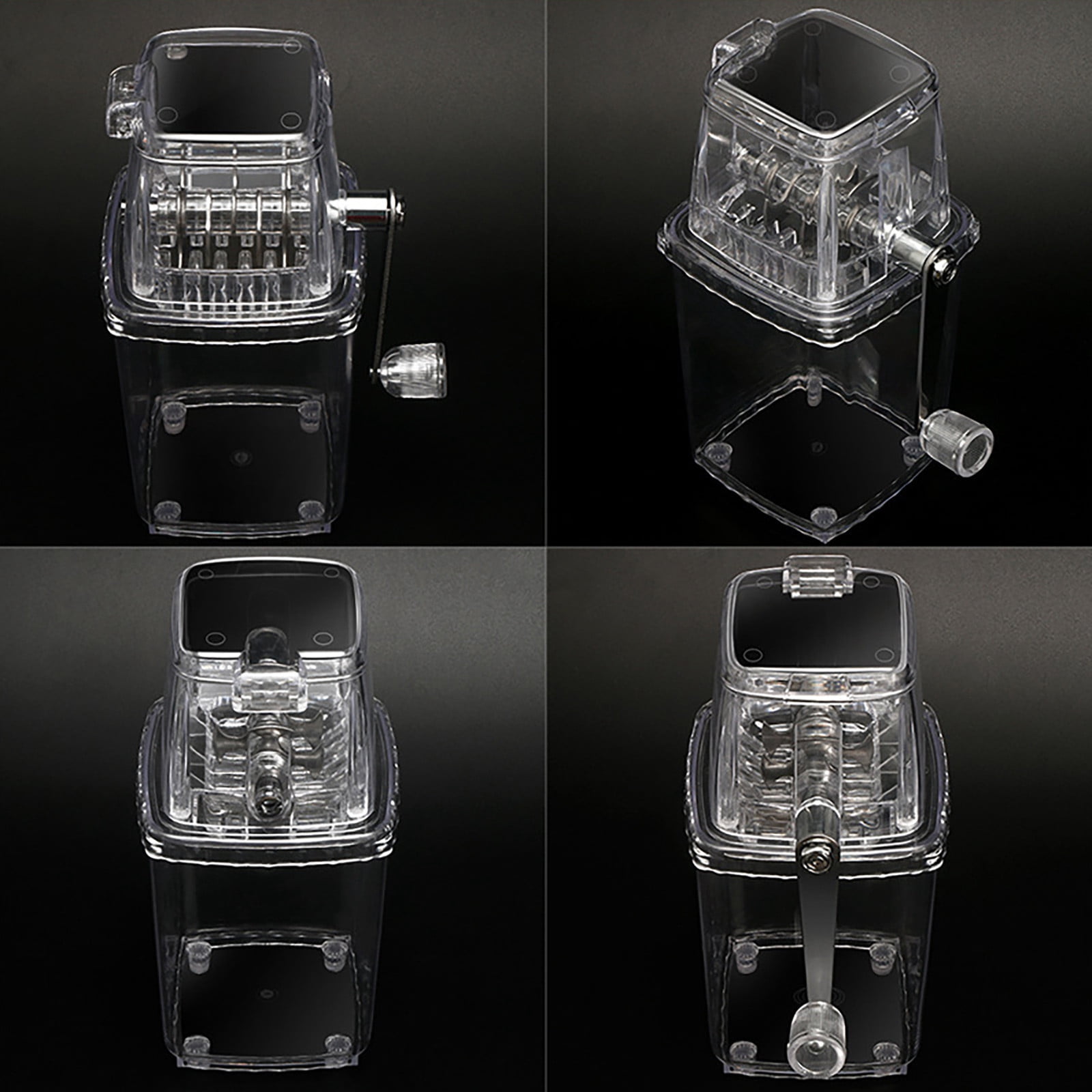 Ice Crusher, Manual Rotary Ice Crushers, Transparent Ice Shaver, Hand Cranked Slushie Machine, Non-slip Handle Openable Lid Crushed Ice Maker for Home Use(Clear,4.7x6.3x9.3in)
