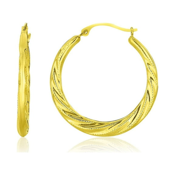 10k Yellow Gold Graduated Twisted Hoop Earrings