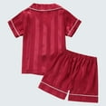 thumbnail image 4 of ATOGUTA Boys Girls Pajamas Sets 1T-8 Casual Button Down Short Sleeve Shirts And Shorts Outfits Stain Homewear Red, 4 of 5