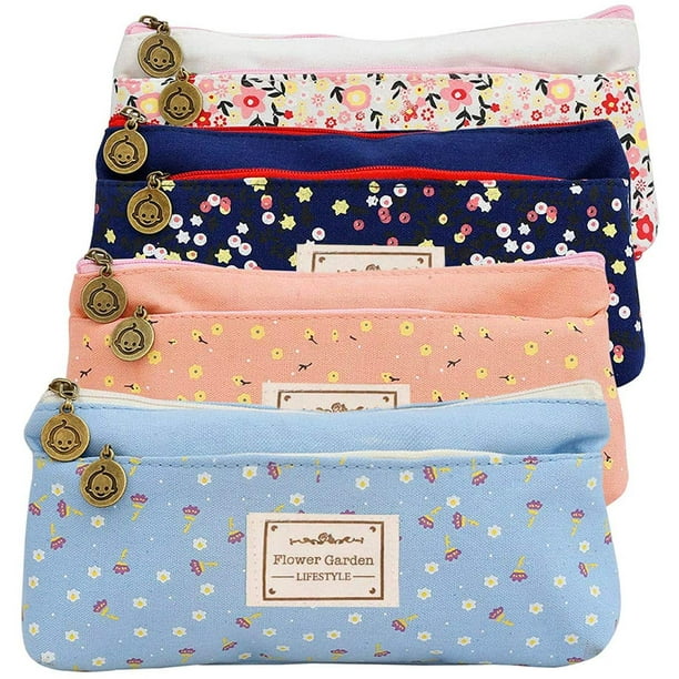 Paquete de 4 estuches de lona para lápices, bolsa de almacenamiento para bolígrafos para estudiantes, oficina, universidad, escuela secundaria, escuela secundaria Ormromra CZBG-XM159
