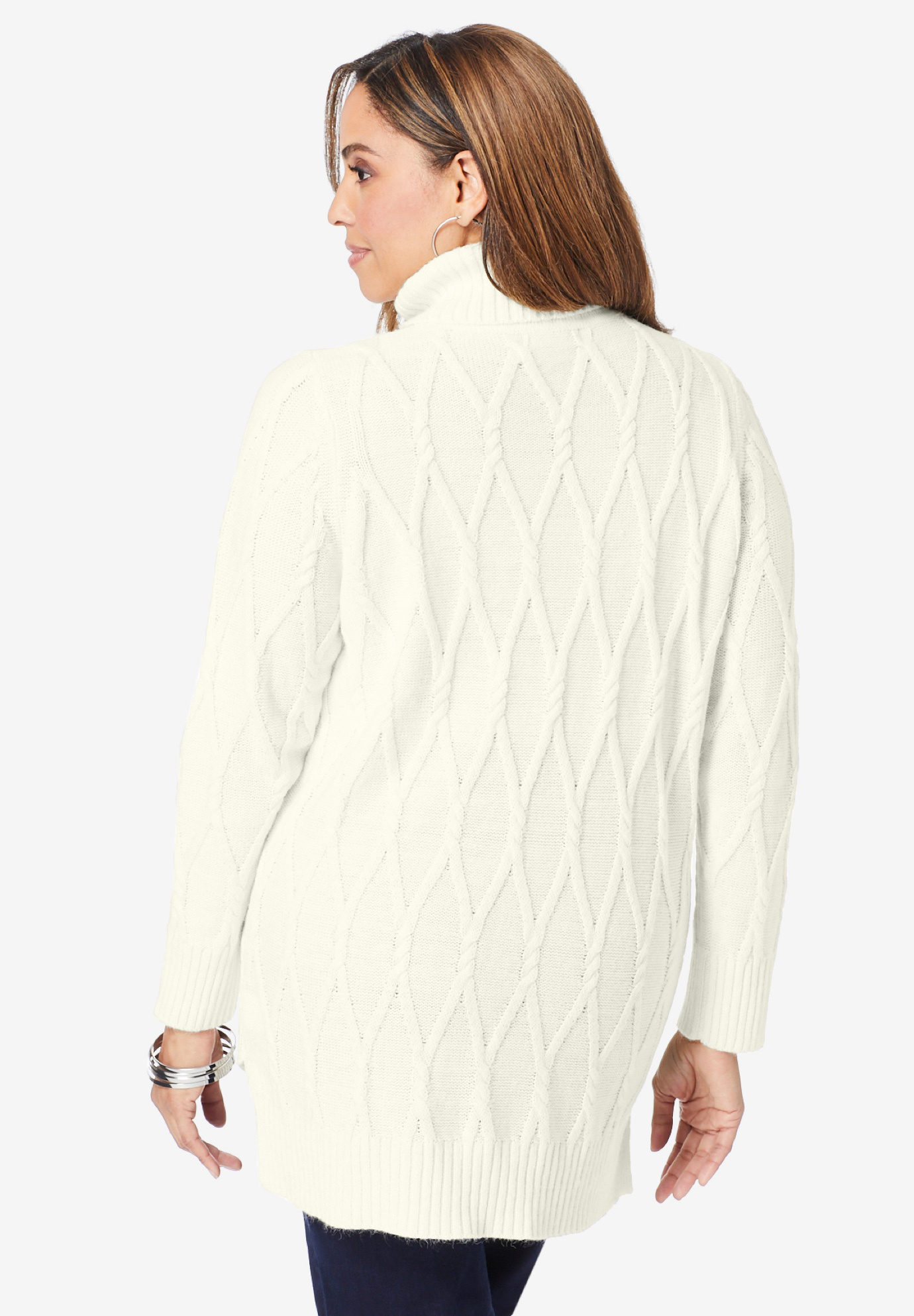 Jessica London Women's Plus Size Cable Turtleneck Sweater - 12, Soft Plum - Walmart.com