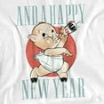 thumbnail image 2 of Looney Tunes T-Shirt Porky New Year Hearld Unisex Graphic Tee For Men & Women, 2 of 7