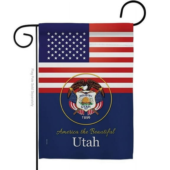 Americana Home & Garden G142596-BO 13 x 18.5 in. USA Utah American State Vertical Garden Flag with Double-Sided House Decoration Banner Yard Gift