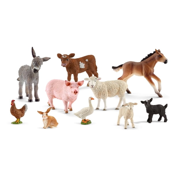 Farm Animal Toys Schleich Farm World, juego de 10 piezas para niños a partir de 3 años