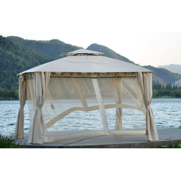 Outdoor Grill Gazebo Canopy, Durable UV-Resistant Party Tent with 4 Zippered Mesh Curtains, Double Layer Top and Heavy-Duty Steel Frame for BBQ, Street Markets, Trade Shows, Sporting events, S9650