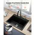 thumbnail image 2 of VEVOR 25 inch Kitchen Sink Workstation, Top Mount Granite Sinks, Drop-In Single Bowl Farmhouse Basin with Multiple Accessories, Household Dishwasher Sinks for RV, Prep Kitchen, and Bar (Black), 2 of 9
