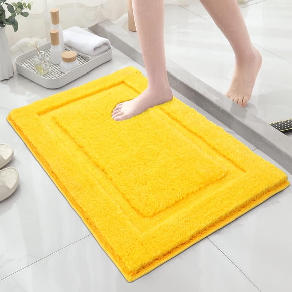 Alfombra de baño SHACOS de microfibra supersuave, 50 x 80 cm, color amarillo
