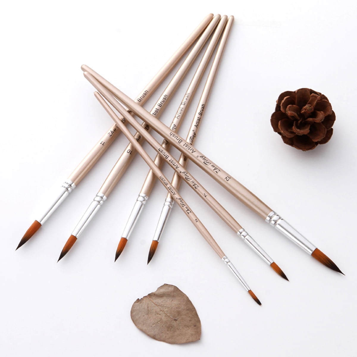 12pcs Paint Brushes Set Kit Round Pointed Tip Brushes Art Drawing Supplies