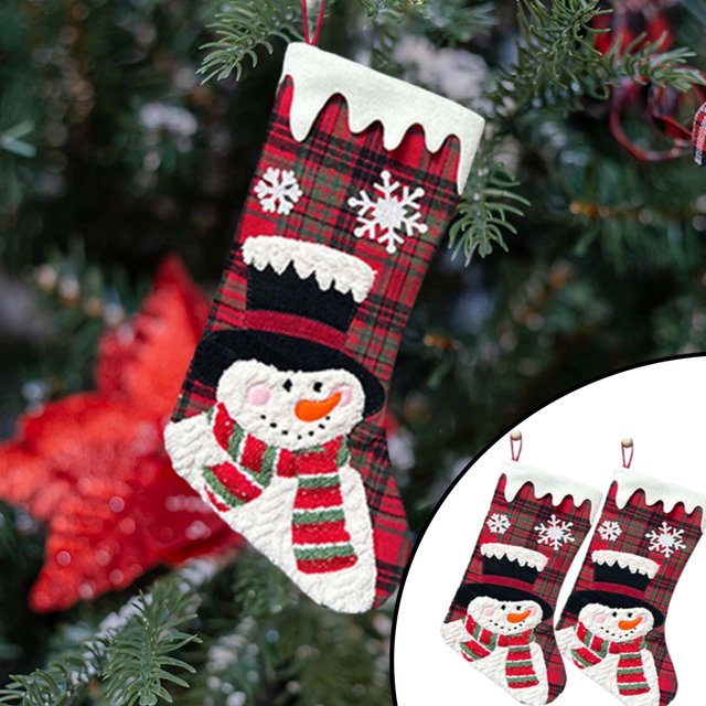 Xihbxyly Ofertas Por Tiempo Limitado Hoy Media Navideñas Tejidas con Diseños de Papá Noel y Muñeco de Nieve Bolsas de Regalo Rojas Ideales para Colgar En Árbol de Navidad