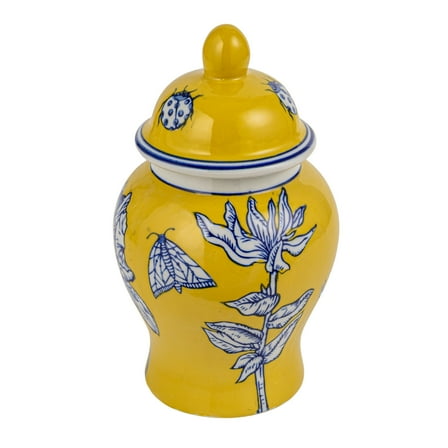 Creative Co-Op Decorative Ceramic Ginger Jar with Domed Lid, Yellow