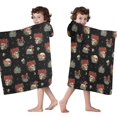 thumbnail image 4 of Black Skull Flower Mushroom Pattern Hooded Bath Towel，50"x30" for Ages 3 To 12 Kids, Quick Dry Lightweight Soft Microfiber Hood Beach Towel Cover Up for Kids, 4 of 7