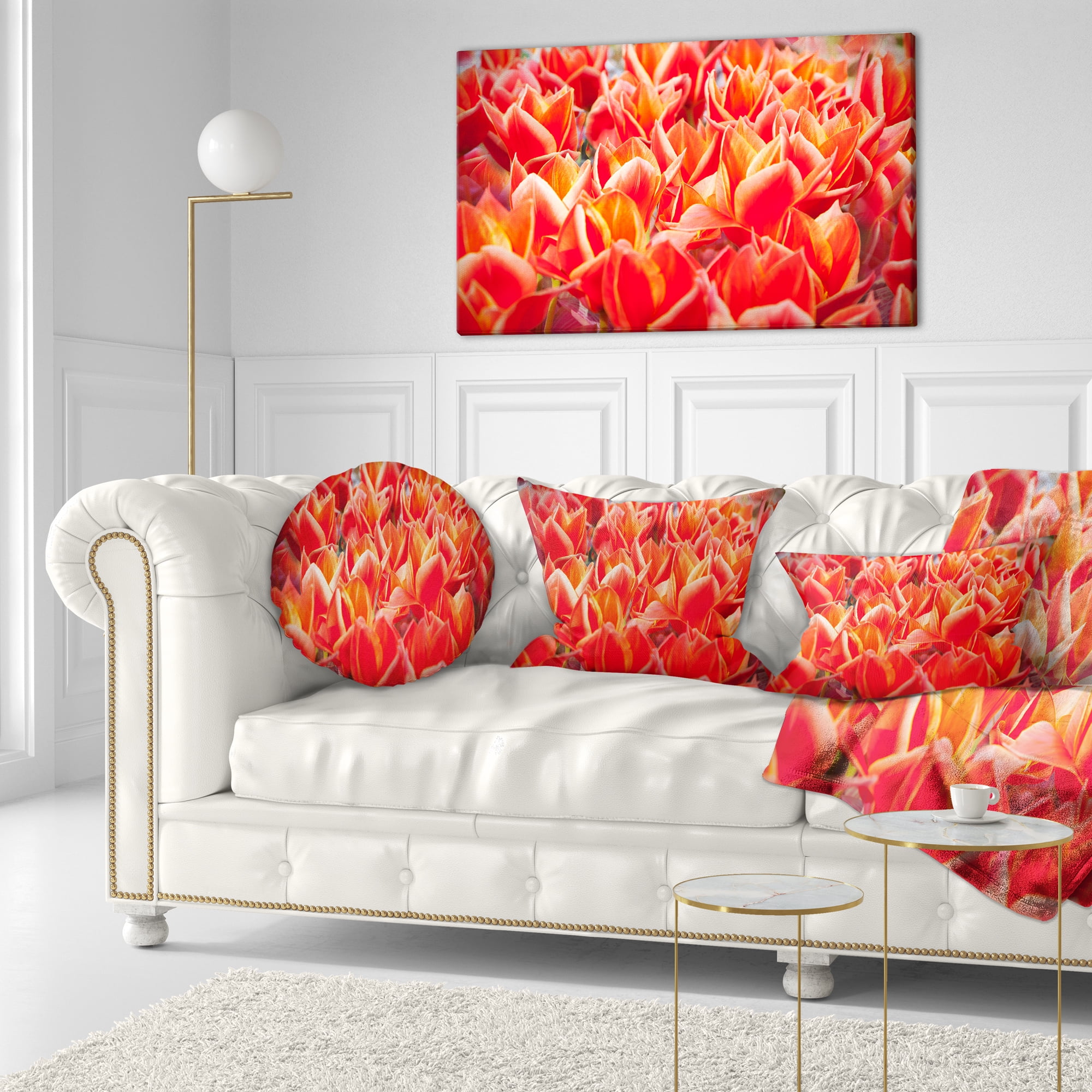 Designart Tulip Flowers in the Keukenhof Park - Floral Throw Pillow - 12x20