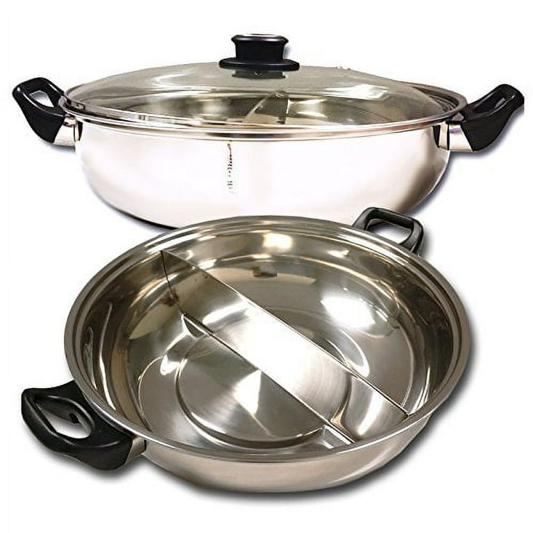 32cm Stainless Steel Rotating Hot Pot Steamboat Basin with Grid Filtering  SoupStainless Steel Hot Pot Shabu Two Partition Hot Pot with Filtering Grid  Rotating Hot Pot Kitchen Cookware Basin 