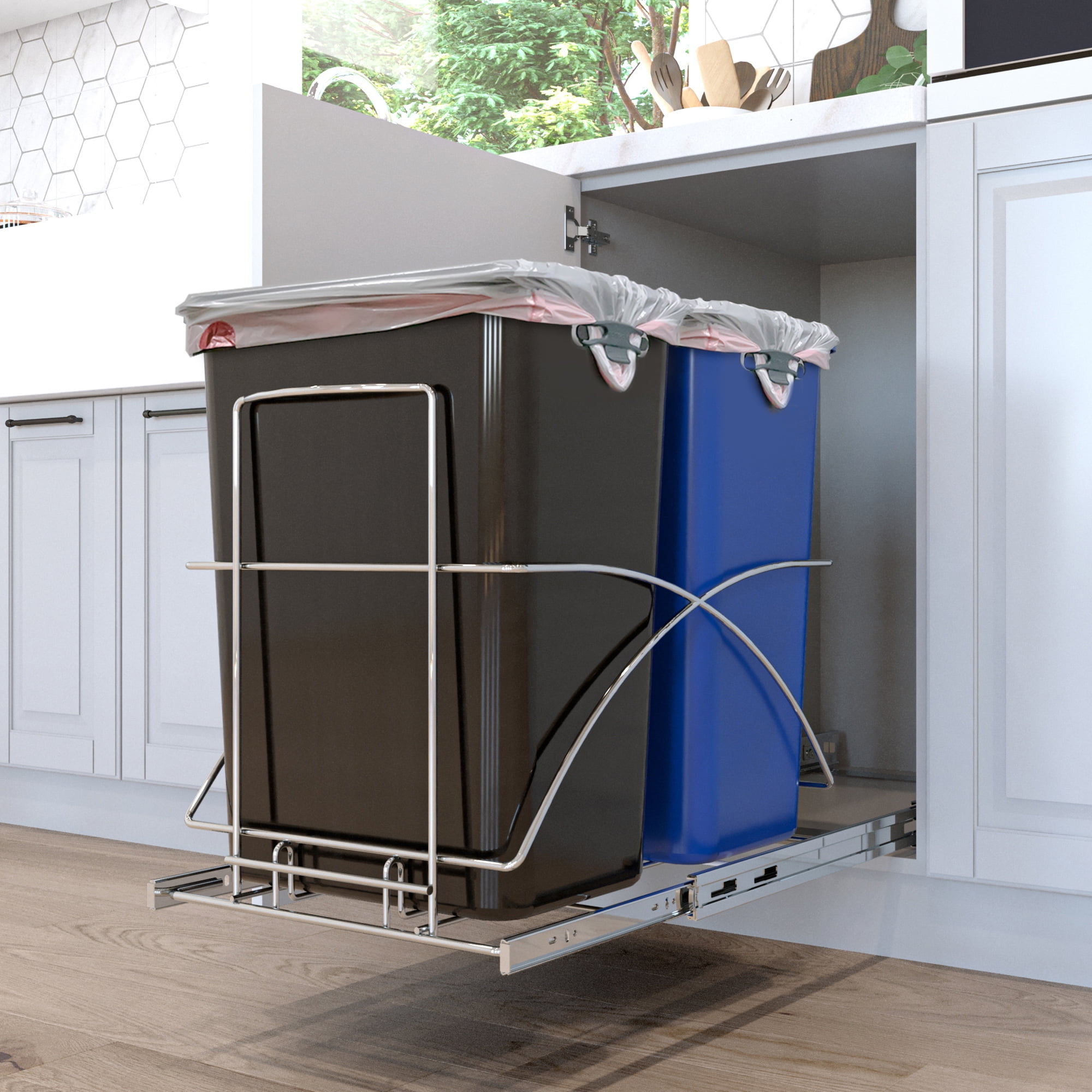 Pull Out Garbage Bins In Outdoor Kitchen Cabinets - 4 Life Outdoor