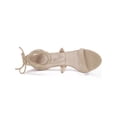 thumbnail image 4 of BLISSFUL STEP Chaussures pour Femmes Sandales à Talon Aiguille Haut à Bride Cheville à Nouer Bout Ouvert en Faux Suède Beige 7, 4 of 8