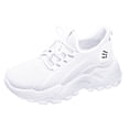 thumbnail image 5 of Women's Platform Running Shoes Breathable Lace Up Tennis Shoes Lightweight Non Slip Mesh Slip on Sneakers White Size 6.5, 5 of 5