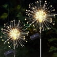 thumbnail image 1 of Luces solares para jardín exterior, 2 unidades, 120 LED, fuegos artificiales solares, 8 modos, impermeables, para jardín, césped, patio, decoración navideña - War, 1 of 5