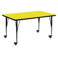 thumbnail image 1 of Mobile 30''W x 60''L Rectangular Yellow HP Laminate Activity Table - Height Adjustable Short Legs, 1 of 3