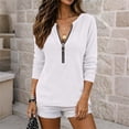 thumbnail image 6 of Oiangi Women's Half Zip Long Sleeve Shirts Crewneck Fashion Streetwear Pullover Tops for Fall Winter White L, 6 of 8