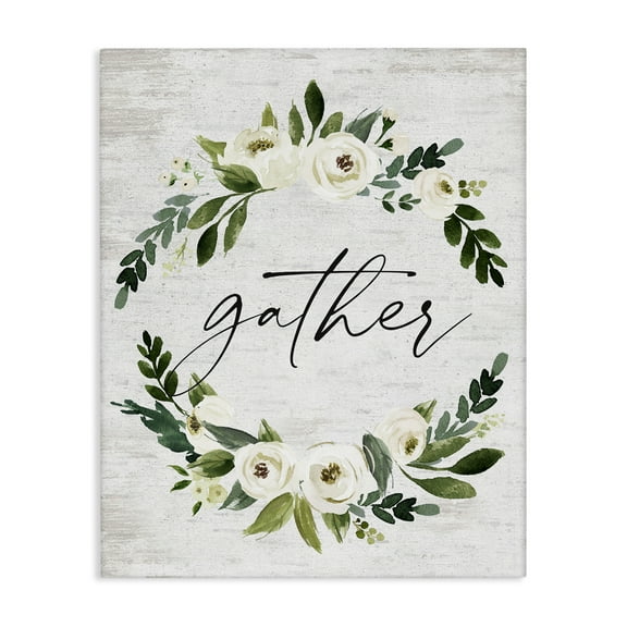 Stupell Industries Neutral Distressed Gather Botanical & Floral Painting Gallery Wrapped Canvas Art Print Wall Art, 16 x 20