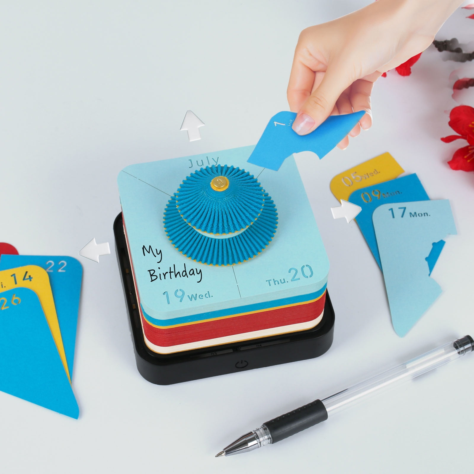 Time Piece Calendar 2026,Tear Away Calendar,3D Calendar 2026,3D Hand Torn Calendar,Tree House Paper Sculpture Calendar with Lights,for Note Taking,Decorative Ornament