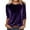 Dark Purple #013, variant on Women 3/4 Sleeves Tops Three Quarter Length Sleeve Velvet T Shirts Pullover Casual Dressy Velour Tunic Blouses Green M