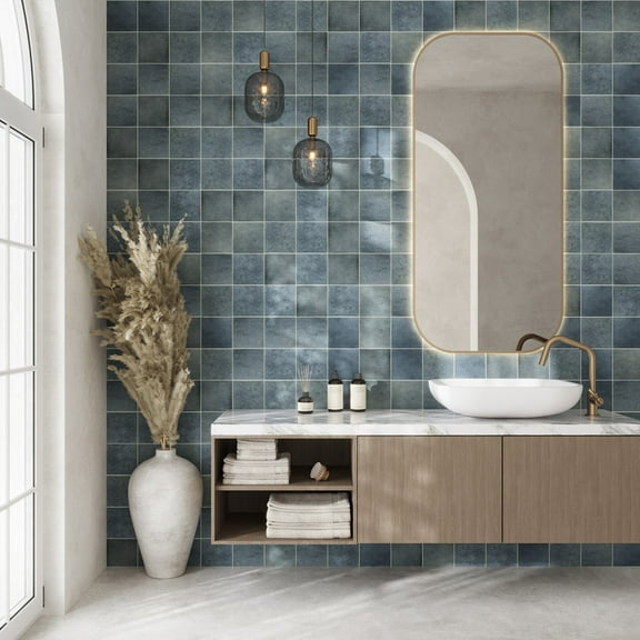 Zahara 6x6 Dusty Blue Porcelain Zellige Square Wall and Floor Tile (5.38 sq ft/case) - 22 Pack