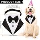 thumbnail image 2 of Pañuelo formal para perro estilo esmoquin, pañuelo para perro para bodas, collar para perro con pajarita y corbata, diseños ajustables, pajarita negra para perro, bufanda ajustable (negra), 2 of 5