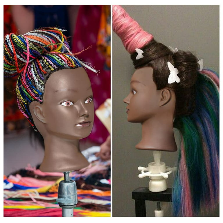 100% Real Hair Mannequin Head Hairdresser Training Head With Stand Tripod  Afro Manikin Cosmetology Doll Head For Braiding Stylin