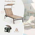 thumbnail image 3 of Topbuy Outdoor Chaise Lounge 6-Position Recliner Lounger with Adjustable Sun Shade & Cup Holder, 3 of 8