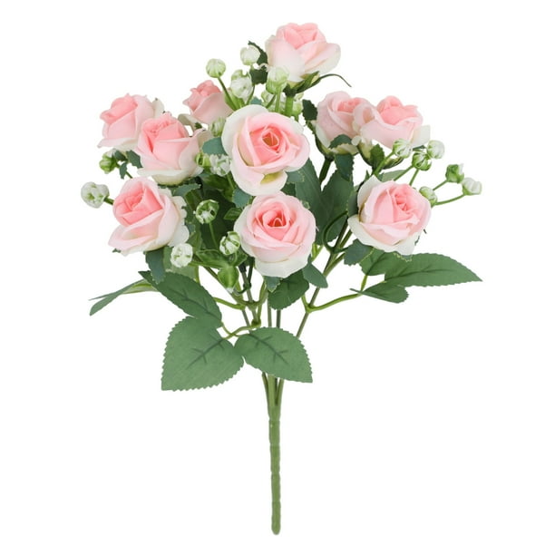 Mesas de la Sala de Estar Flores Simuladas Mini Rosas Ramo Nupcial de Boda Arreglo Floral de la Sala de Estar Decoración de Rosas Gradientes Flores Falsas Ramos Nupciales para la Boda