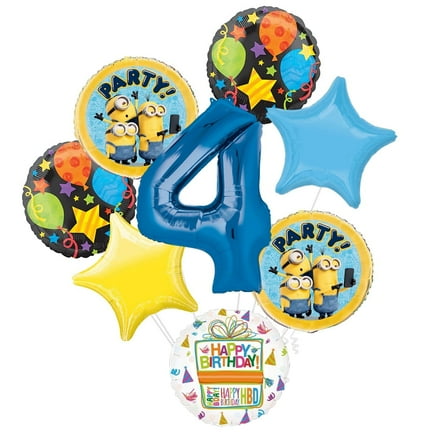 Despicable Me Minions 4th Birthday Party Supplies Balloon Bouquet Decorations
