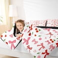 thumbnail image 3 of Erosebridal Cute Bowknot Bedding Comforter Set 7pcs for Kid, Butterfly Knot King Bedding Sets, White Red, 3 of 7