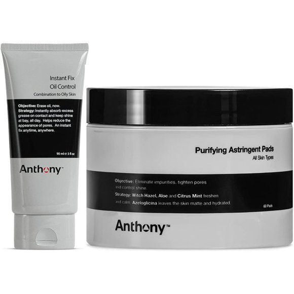 Anthony Tampons de Toner Purifiants et Astringents et Anthony Réparation Instantanée Contrôle de l'Huile 3 Oz