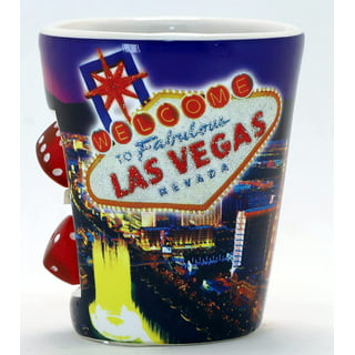 Pink glass mug, LV Las Vegas, Glitter