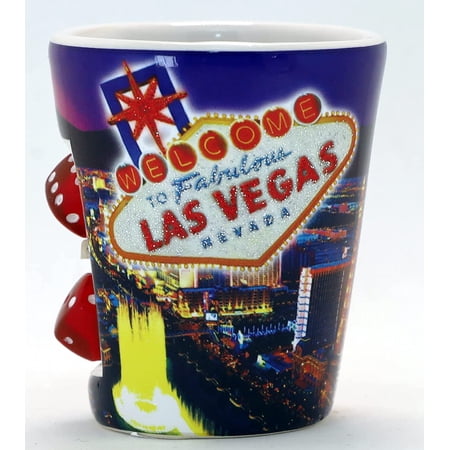 Las Vegas Nevada Glitter Spin Dice Shot Glass