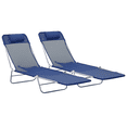 thumbnail image 1 of Outsunny Chaise Longue Pliante 2 Pcs, Chaises Inclinables pour Bronzage au Soleil, Bleu, 1 of 10