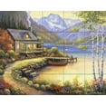 thumbnail image 1 of Tile Mural Kitchen Backsplash - Fishing At The Lake - by John Zaccheo, 1 of 1
