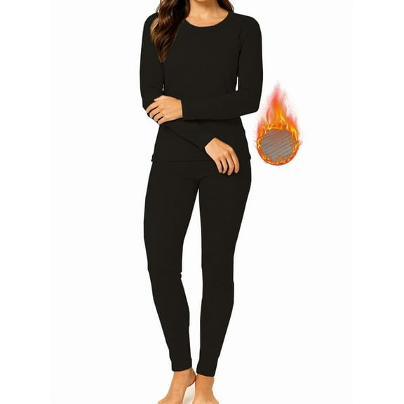 Women's Thermal Underwear set Long Johns with Fleece Lined Long Sleeve Base Layer for Women Cold Weather Top Bottom