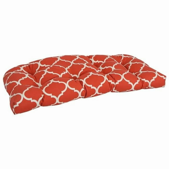 Blazing Needles Rounded Back Tufted Outdoor Loveseat Cushion, 42 x 19, Landview Mango