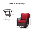 thumbnail image 4 of Yartaka Outdoor Swivel Rocker Patio Chairs Set of 2 and Matching Side Table - 3 Piece Wicker Patio Bistro Set with Premium Fabric Cushions (Wicker-Red), 4 of 7