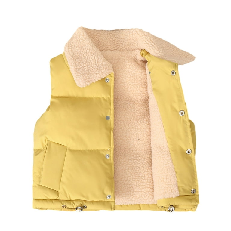 Godderr Baby Toddler Fleece Vest for Girls Boys Warm Sleeveless Jacket Zipper up Outerwear Winter Fall Lapel Coats Cinch Waist Vest with Pockets for