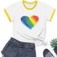 thumbnail image 3 of SGFCWSX Kids Short Sleeve T Shirts, Boys Girls Ringer Graphic Print Tops Crew Neck Summer Casual Tees Yellow Size 5-6 Years, 3 of 8