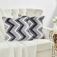 thumbnail image 4 of Home Soft Things Trendy Faux Fur Pillow Covers, Set of 2, 20"x20", Chevron-Grey Purple, 4 of 7