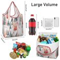 thumbnail image 3 of 5 Pack Foldable Shopping Bag,Christmas Tree and House Pattern Reusable Grocery Bags with Pockets,Large Reusable Tote Bags with Handles Waterproof & Lightweight, 3 of 6